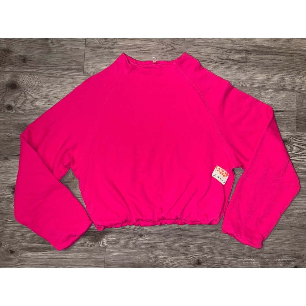 Free People Movement NWT Women's Small Hot Pink Cropped Crewneck Sweatshirt